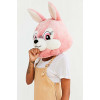 Cabeça Capacete/Máscara coelho Rosa Pelúcia Luxo Cabeça Capacete/Máscara coelho Rosa Pelúcia Luxo