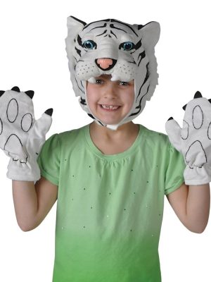 Máscara e Luvas de Tigre Branco