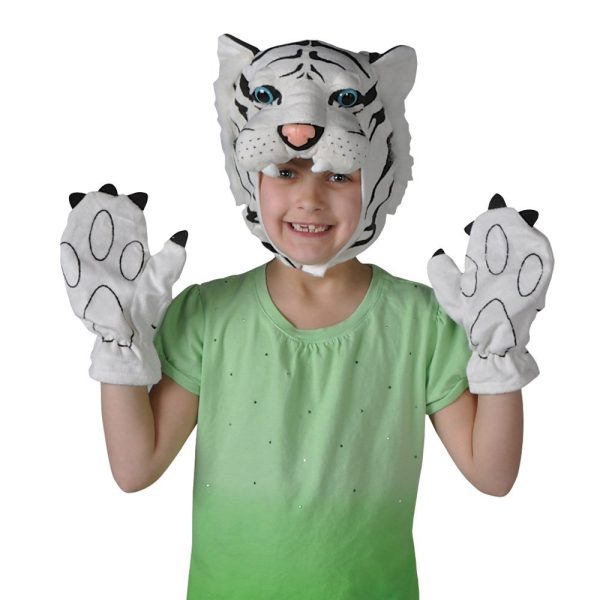 Máscara e Luvas de Tigre Branco Máscara e Luvas de Tigre Branco