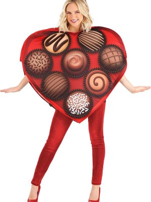 Fantasia Coração Caixa de Chocolate Luxo Adulto