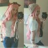 Peruca Rosa Ondulada Vocaloid Megurine Luka