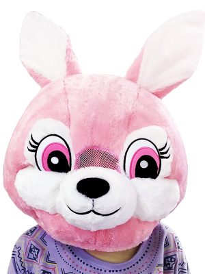 Cabeça Capacete/Máscara coelho Rosa Pelúcia Luxo Cabeça Capacete/Máscara coelho Rosa Pelúcia Luxo