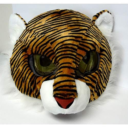 Cabeça Capacete Máscara Tigre Pelúcia Luxo Cabeça Capacete Máscara Tigre Pelúcia Luxo