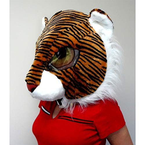 Cabeça Capacete Máscara Tigre Pelúcia Luxo Cabeça Capacete Máscara Tigre Pelúcia Luxo