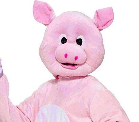 Fantasia Cabeça Animal Porco Adulto Luxo