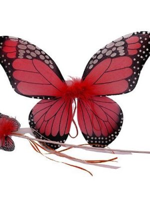 Asa Borboleta Infantil Luxo Vermelho Carmin Asa Borboleta Infantil Luxo Vermelho Carmin