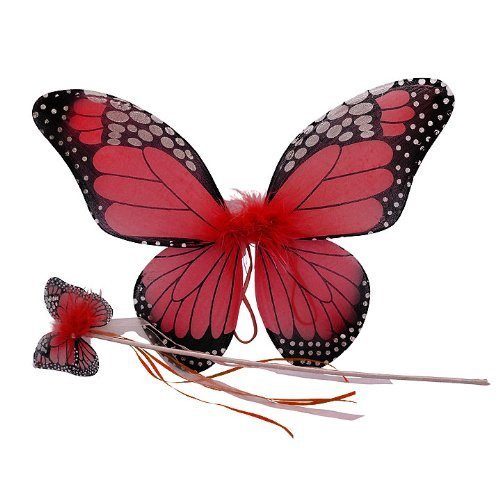 Asa Borboleta Infantil Luxo Vermelho Carmin Asa Borboleta Infantil Luxo Vermelho Carmin