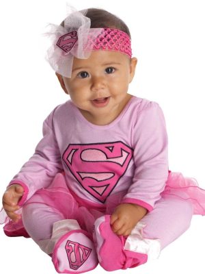 Fantasia Infantil Super Garota Supergirl Rosa Bebê