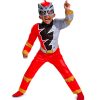Fantasia Power Rangers Dino Fury vermelho Infantil Luxo Bebê