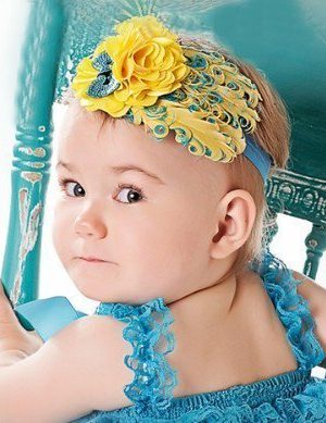 Tiara de Penas Amarela e Azul Bebês Tiara de Penas Amarela e Azul Bebês
