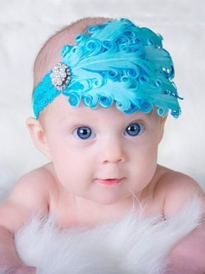 Tiara de Penas Azul Bebês Tiara de Penas Azul Bebês