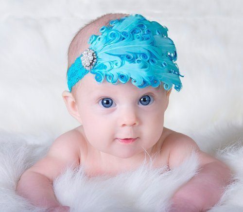 Tiara de Penas Azul Bebês