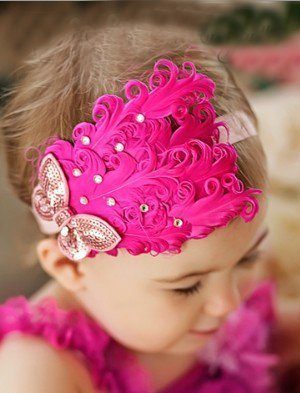 Tiara de Penas Pink Bebês Tiara de Penas Pink Bebês