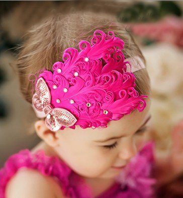 Tiara de Penas Pink Bebês Tiara de Penas Pink Bebês