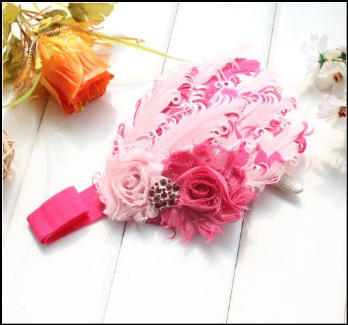 Tiara de Penas Rosa e Pink Bebês