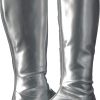 Bota Prateada Dourada Sem Salto