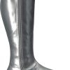 Bota Prateada Dourada Sem Salto