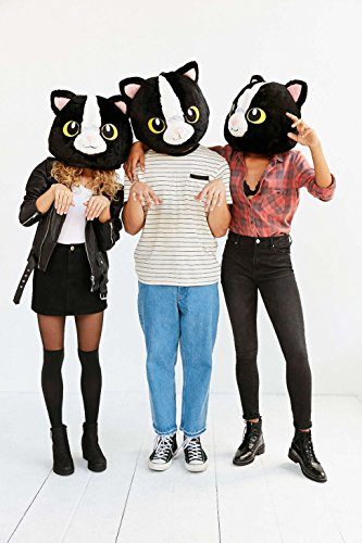 Cabeça Capacete Máscara Gata Pelúcia Luxo Cabeça Capacete Máscara Gata Pelúcia Luxo