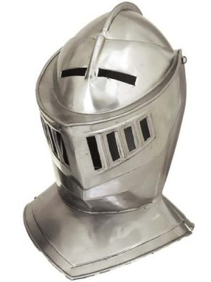Capacete Medieval de Metal Cavaleiro Branco