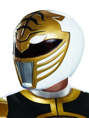 Capacete Power Rangers Branco e Amarelo Clássico Luxo