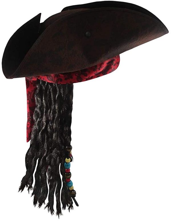 Chapéu com Tranças Jack Sparrow Clássico Luxo