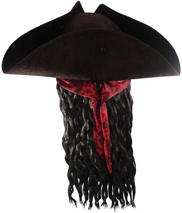 Chapéu com Tranças Jack Sparrow Clássico Luxo