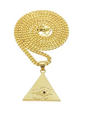 Colar Faraó Pirâmide Adulto Dourado Luxo
