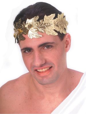 Coroa de Folhas de Louro Dourada Romana Luxo