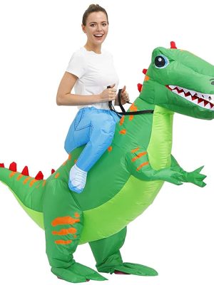 Fantasia Inflável Nas Costas do Dinossauro Verde Adulto Fantasia Inflável Nas Costas do Dinossauro Verde Adulto