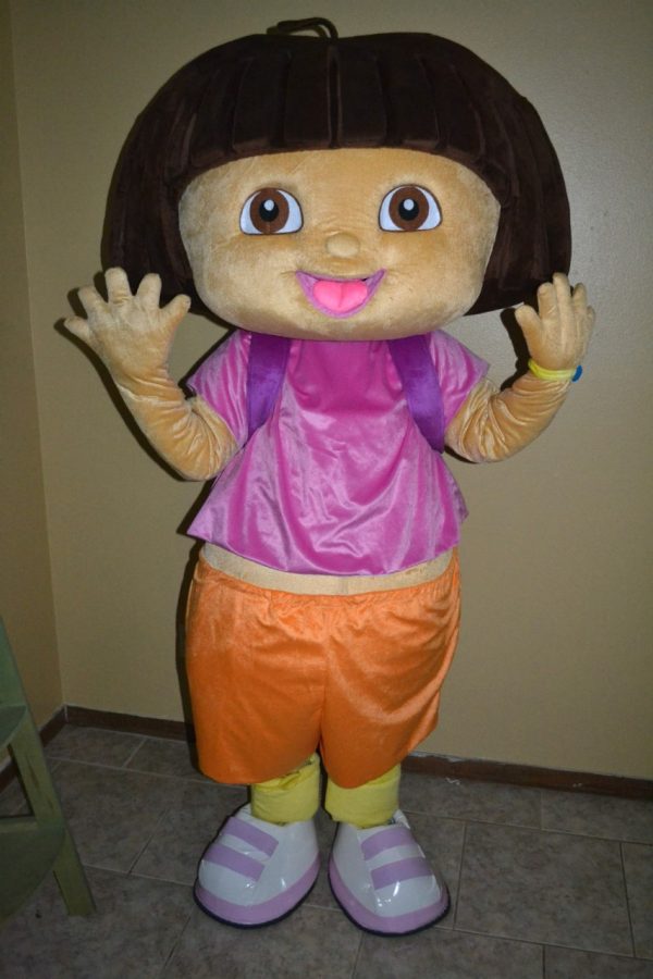 Fantasia Adulto Dora a Exploradora Mascote Luxo Fantasia Adulto Dora a Exploradora Mascote Luxo