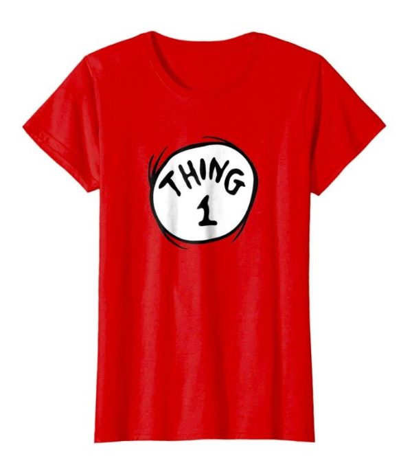 Camiseta Dr. Seuss Thing 1 Adulto Feminino Luxo Camiseta Dr. Seuss Thing 1 Adulto Feminino Luxo
