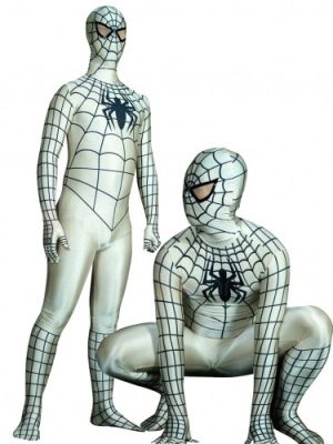 Fantasia Adulto Homem Aranha Spider Man Spandex Branco Fantasia Adulto Homem Aranha Spider Man Spandex Branco