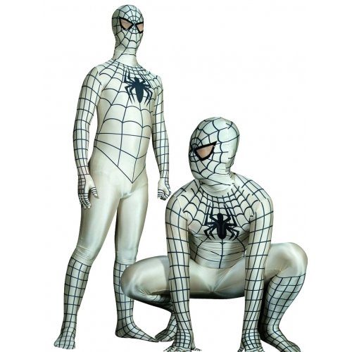Fantasia Adulto Homem Aranha Spider Man Spandex Branco Fantasia Adulto Homem Aranha Spider Man Spandex Branco