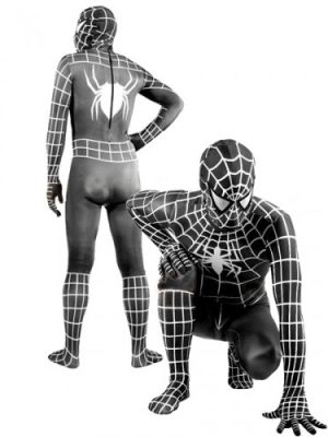 Fantasia Adulto Homem Aranha Spider Man Spandex Preto e Branco Fantasia Adulto Homem Aranha Spider Man Spandex Preto e Branco