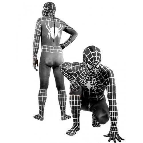 Fantasia Adulto Homem Aranha Spider Man Spandex Preto e Branco Fantasia Adulto Homem Aranha Spider Man Spandex Preto e Branco