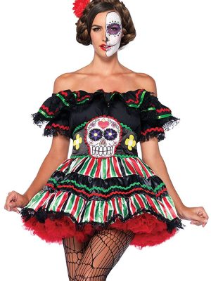 Fantasia Caveira Mexicana Adulto Extra Grande Clássica