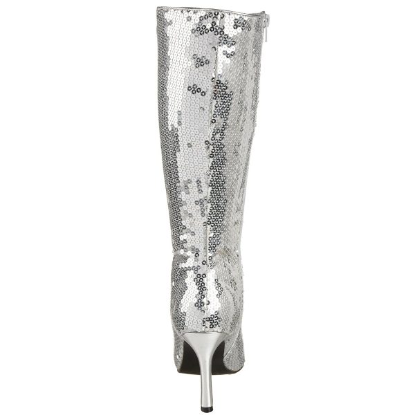 Bota Lantejoula Prateada Luxo Sexy
