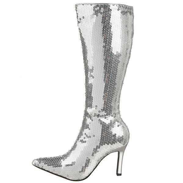 Bota Lantejoula Prateada Luxo Sexy