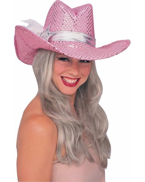 Chapéu Adulto Cowboy Cowgirl Country Rosa de Lantejoulas Chapéu Adulto Cowboy Cowgirl Country Rosa de Lantejoulas