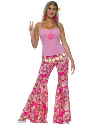 Fantasia Adulto Calça Rosa Hippie Fantasia Adulto Calça Rosa Hippie