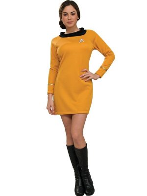 Fantasia Adulto Star Trek Vestido Dourado Fantasia Adulto Star Trek Vestido Dourado