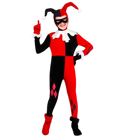 Fantasia Arlequina Harley Quinn Spandex Clássica Infantil Fantasia Arlequina Harley Quinn Spandex Clássica Infantil