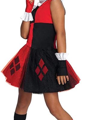 Fantasia Arlequina Harley Quinn Spandex Clássica Infantil Luxo