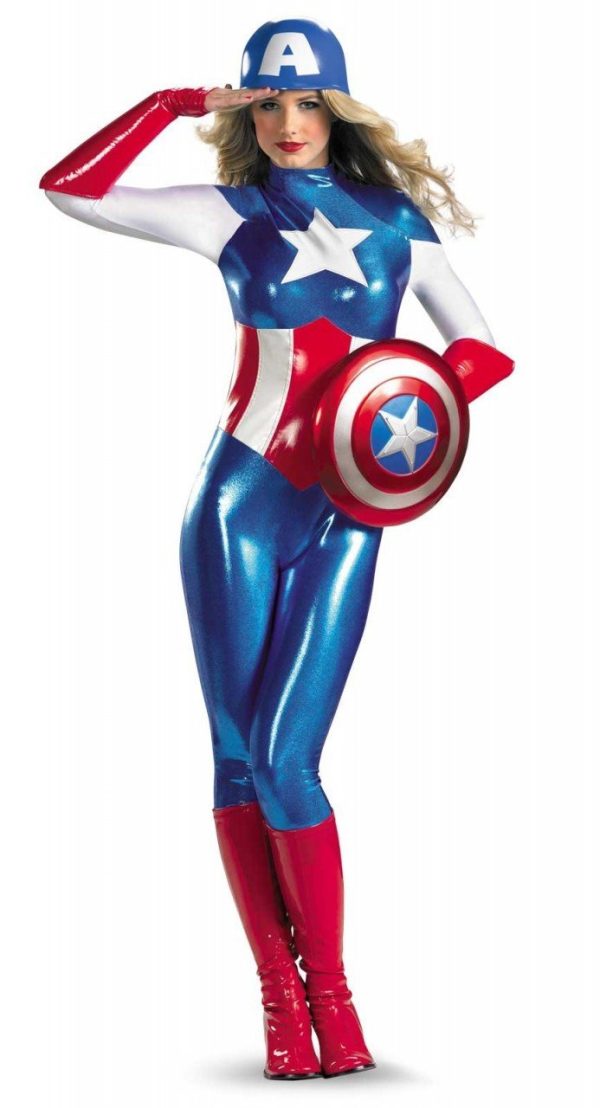 Fantasia Capitão América Adulto Feminino Fantasia Capitão América Adulto Feminino