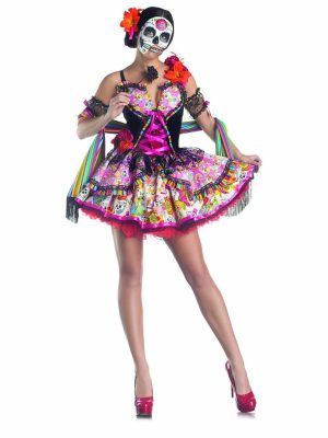Fantasia Caveira Mexicana Adulto Luxo