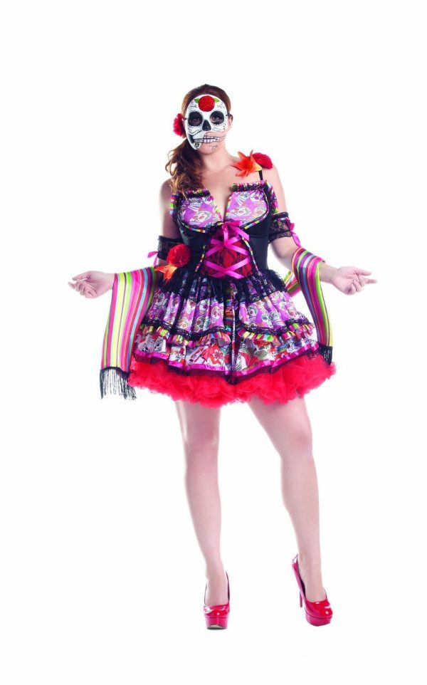 Fantasia Caveira Mexicana Adulto Luxo Extra Grande Fantasia Caveira Mexicana Adulto Luxo Extra Grande