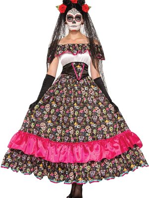 Fantasia Caveira Mexicana Adulto Luxo Vestido Luxo Fantasia Caveira Mexicana Adulto Luxo Vestido Luxo