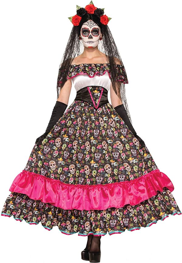 Fantasia Caveira Mexicana Adulto Luxo Vestido Luxo Fantasia Caveira Mexicana Adulto Luxo Vestido Luxo