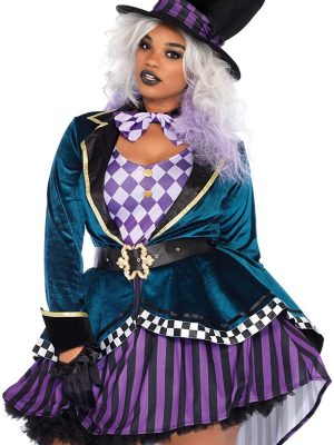 Fantasia Chapeleiro Maluco Adulto Alice no País das Maravilhas Luxo Feminino Extra Grande