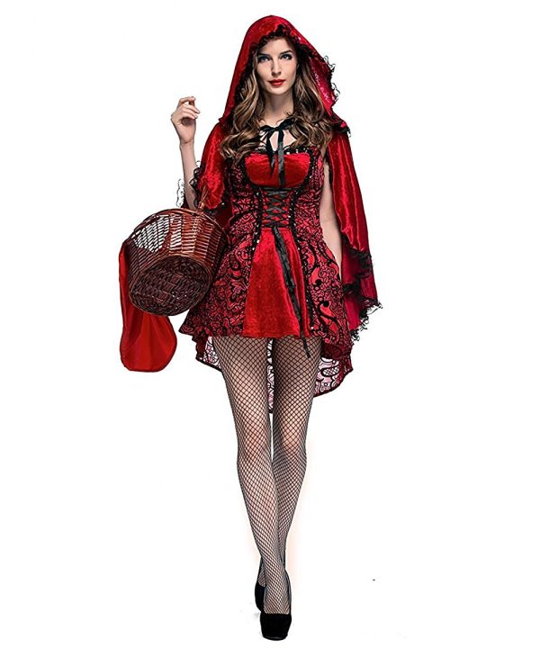 Fantasia Chapeuzinho Vermelho adulto Feminino Gótico Luxo Capa Chapeuzinho Vermelho adulto Feminino Gótico Luxo